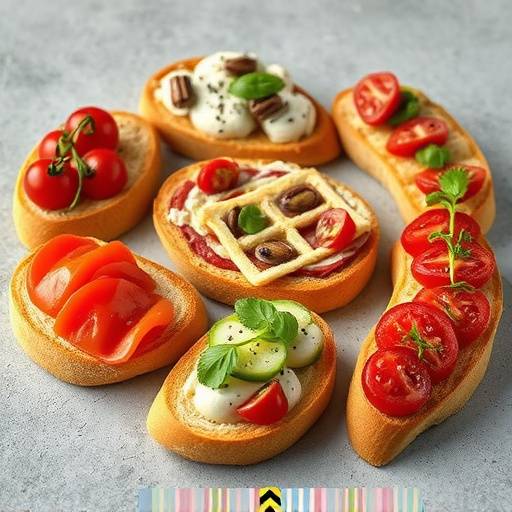 Assortimento di crostini toscani con diversi condimenti.
