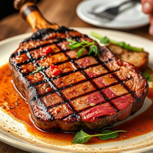 Bistecca alla fiorentina, una grande bistecca cotta alla brace.