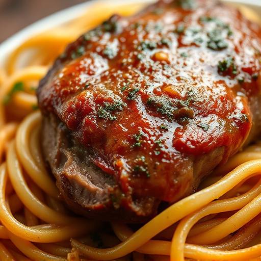 Dettaglio di un piatto di ossobuco alla milanese.