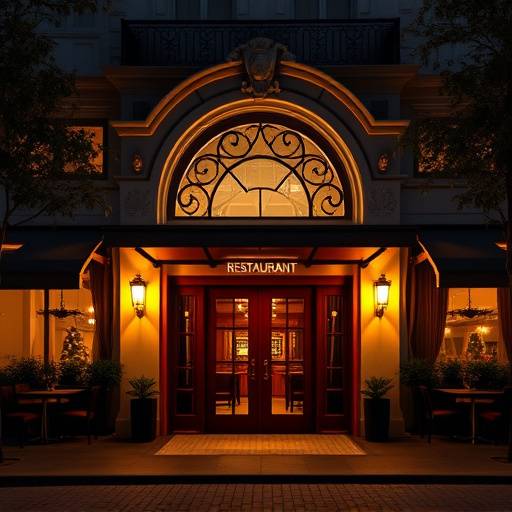 Il nostro elegante ingresso illuminato di sera.