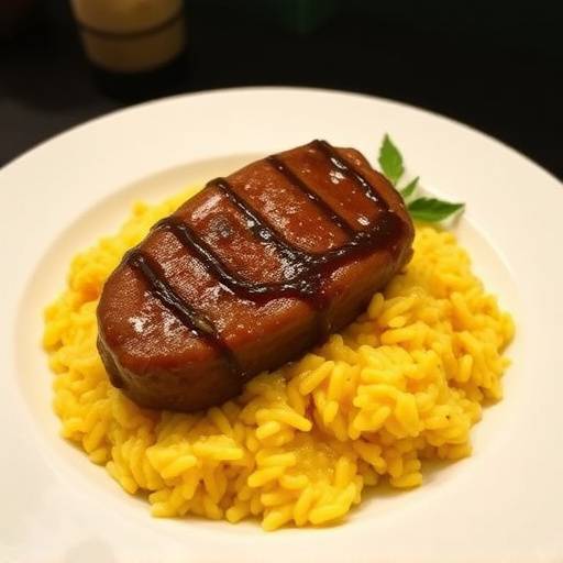 Ossobuco alla milanese con risotto giallo.