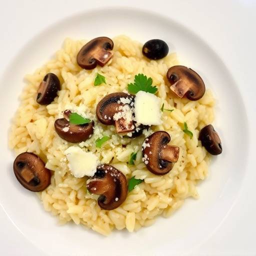 Risotto ai funghi porcini con parmigiano reggiano e prezzemolo tritato