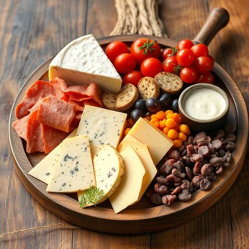 Tagliere di salumi e formaggi tipici toscani.