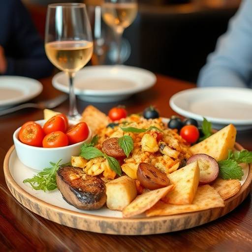 Una selezione di antipasti misti, con bruschette, olive e formaggi locali.
